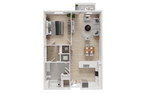 Floor plan for 1 bed, 1 bath, 786 sqft